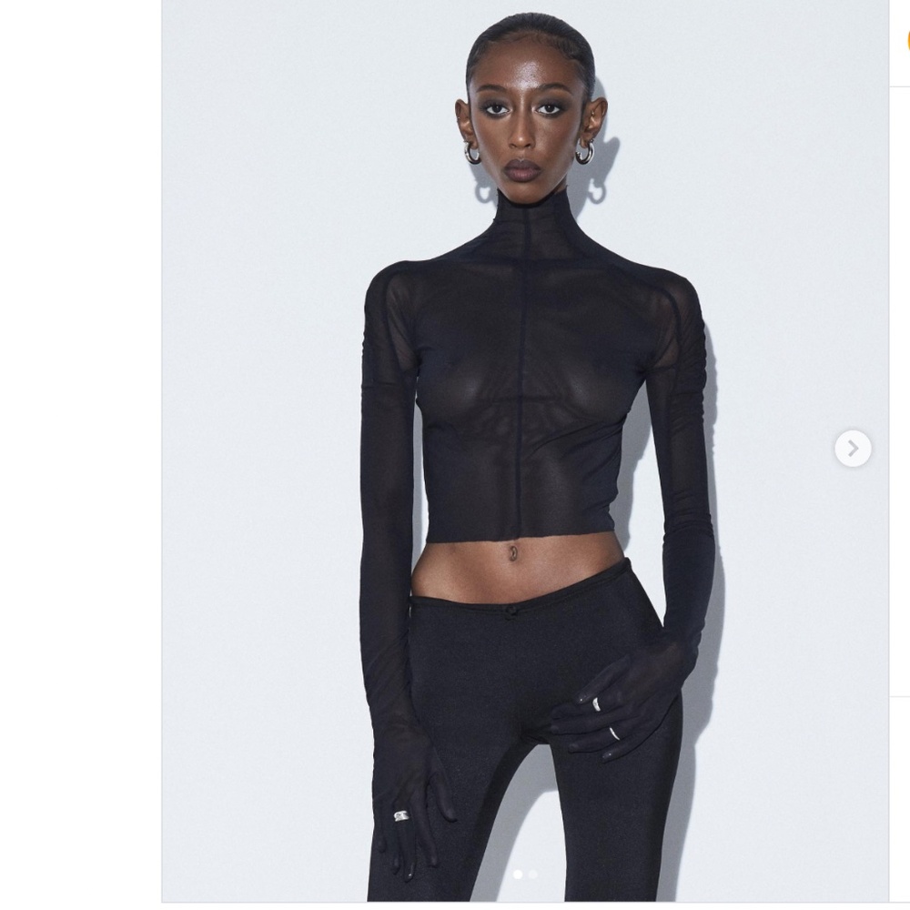 NWOT Kwame Adusei Sheer Black Glove Top  Original Price $100 Sz: L